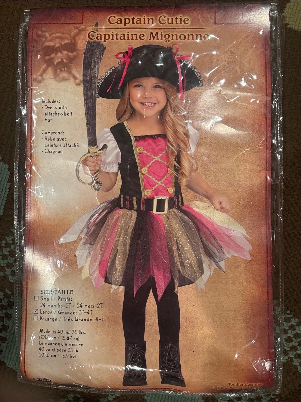 Captain Cutie - Pink & Black Pirate Costume for Kids